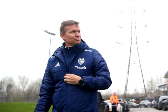 Leeds United manager Jesse Marsch arrives ahead of a training session at Thorp Arch Training Ground on Thursday.