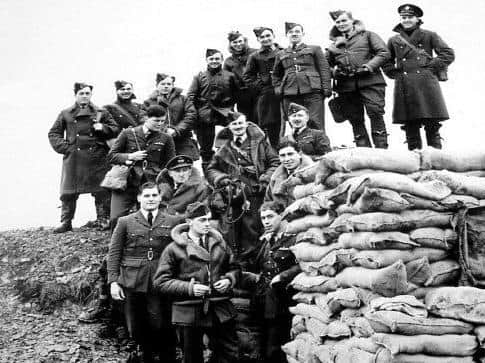 Right middle: These are the pilots of 73rd Squadron shortly after they arrived in France. Newell Orton is second from the right. Photo supplied