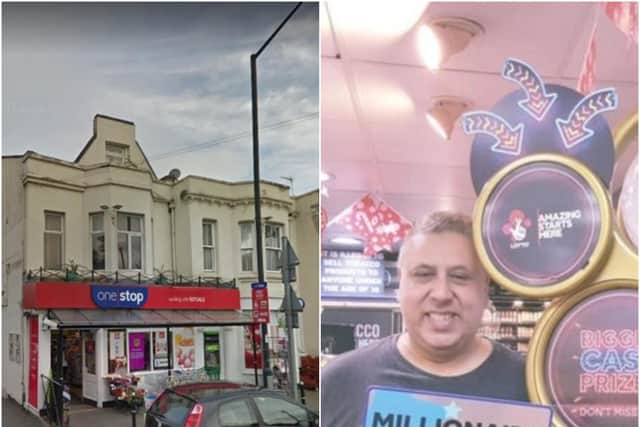 Left shows the One Stop in Tachbrook Road (photo by Google Streetview) and right shows Sunder Sandher, owner of One Stop.
