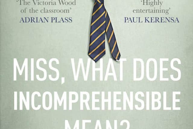 Part of the cover of Fran Hill's new book Miss What Does Incomprehensible Mean?