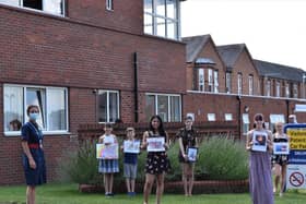 The six art competition winners with Fiona Burton, Director of Nursing, SWFT
Georgia and Freddie Seamer (left), Sakinah Bouterse at the front, Lucy Jennings, Imogen Heaps and  Isobel Preston. Photo supplied