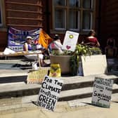 XR Warwick District members stage their protest outside Leamington Town Hall.