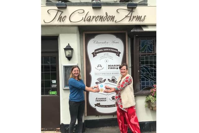 Charlotte McCosker from the Clarendon Arms and Harringtons with Alison Firth of Plastic Free Kenilworth.