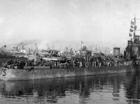 HMS Venomous arriving in Casablanca. Photo supplied by Unlocking Warwick