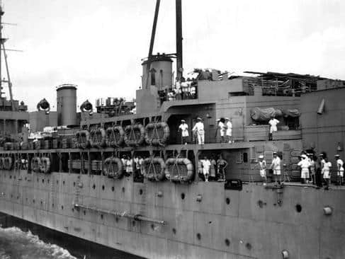HMS Hecla leaving port in South Africa on its final voyage. Photo supplied by Unlocking Warwick