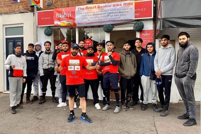Baabzi with his friends and family after they completed the charity cycle ride. Photo submitted
