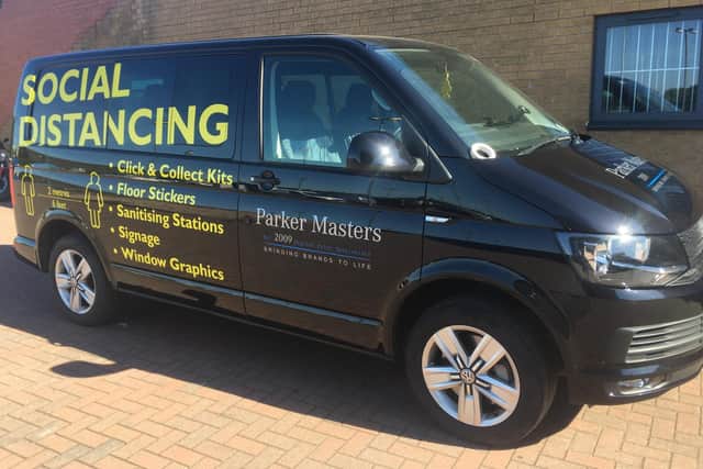 Parker Masters now produces a range of products that aid workplace and public space social distancing such as signage for hand sanitiser stations, floor graphics and branded face masks. Photo supplied