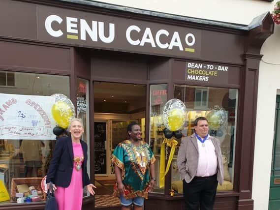Pictured (Left to Right) Mayor of Royal Leamington Spa Cllr Susan Rasmussen,
Rosemary  Ndukuba founder and Deputy Mayor Cllr Nick Wilkins