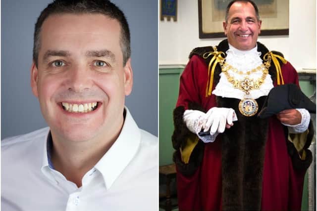 Left shows Cllr Terry Morris who will take over as mayor and right shows the current mayor Cllr Neale Murphy. Photos supplied