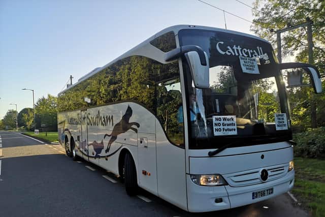 Coach company Catteralls of Southam took part in the 'honk for hope' protest in London. Photo submitted