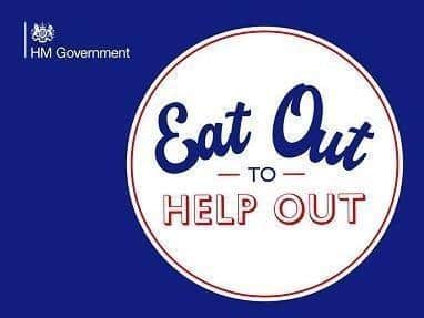 The 'eat out to help out' logo by HM Government