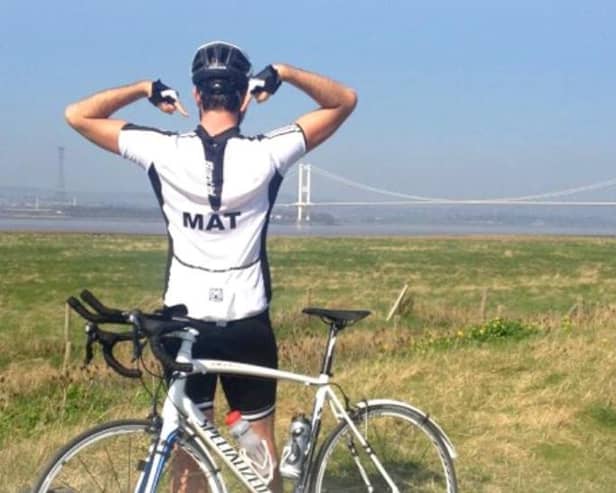 Mat Davis on his charity cycle ride.