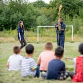 Play rangers Melissa Tallis and Danny Mistry entertain youngsters with a fun science demonstration.