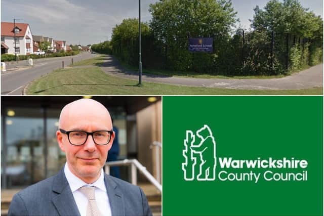 Parents, councillors and the Warwick and Leamington MP are all 'delighted' that a u-turn has been made on a bus service to a Warwick school.
Photo shows: Aylesford School, from Google Streetview, MP Matt Western and WCC Logo by Warwickshire County Council.