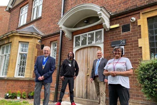 Pictured outside William Wallsgrove House: the Chairman of Warwick
District Council Cllr Martyn Ashford, Paul Pinnock  Homeless Support WDC, Cllr
Jan Matecki and Vero Sond Homeless Support WDC. Photo supplied