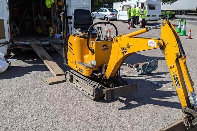 Officers also seized a mini digger identified as stolen from Nottingham in 2014 during the operation. Photo supplied