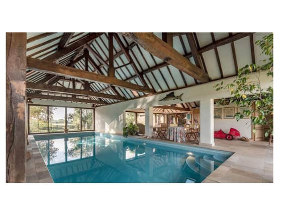 The indoor swimming pool at Witherwell Barn.