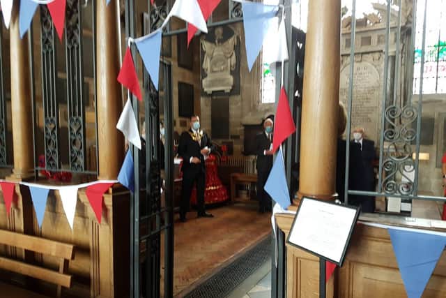 The Mayor joined others for a small socially-distanced service inside St Mary's Church. Photo supplied