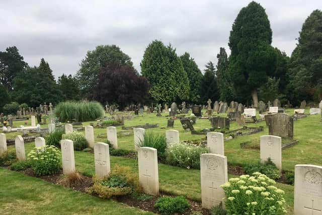 The white military headstones in the Royal Warwickshire Regiment section of the cemetery. Photo supplied