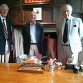Left to right:  Lt Col John Rice, Chair of Trustees of the Museum: Henry, 3rd Viscount Montgomery: Major David Seeney, Chair of The Friends of the Museum. Photo supplied