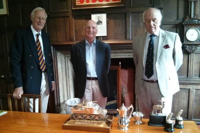 Left to right:  Lt Col John Rice, Chair of Trustees of the Museum: Henry, 3rd Viscount Montgomery: Major David Seeney, Chair of The Friends of the Museum. Photo supplied