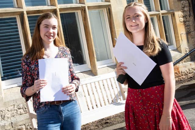 The Kingsley School pupils Lauren Rose and Jessica Ellis with their GCSE results.