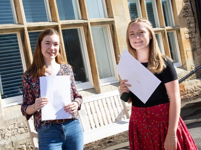 The Kingsley School pupils Lauren Rose and Jessica Ellis with their GCSE results.