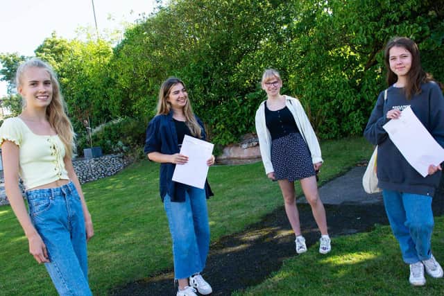 Isabella Fitches, Luana Bodely, Cecilia Goldwin and Molly Locke of The Kingsley School celebrate their GCSE results.