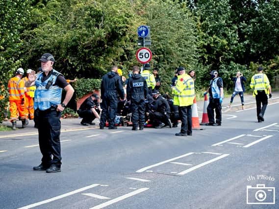 Police at the scene of the HS2 protest. Photo by David Hastings (dh Photo).