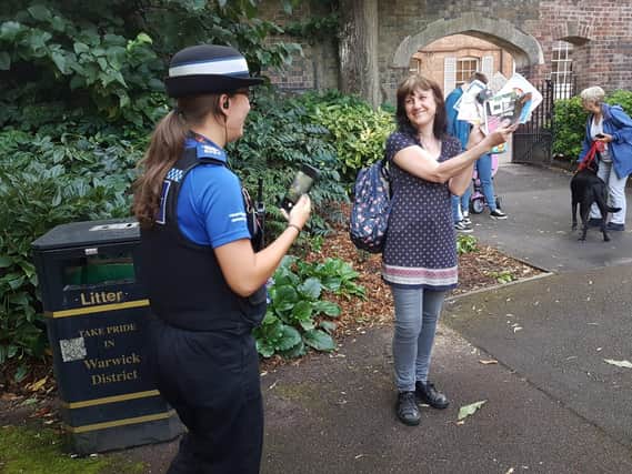 PCSO Fay Wileman with a member of the team from Thomas Oken Tea Rooms. Photo supplied