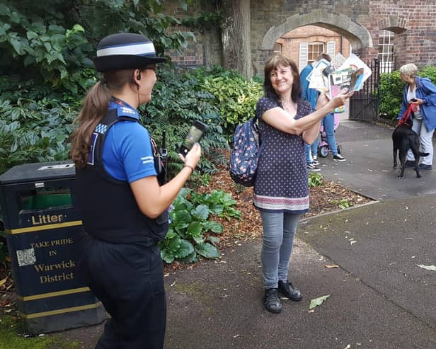PCSO Fay Wileman with a member of the team from Thomas Oken Tea Rooms. Photo supplied