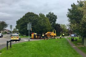 The incident at the top of Windmill Hill in Cubbington today (Monday September 7).