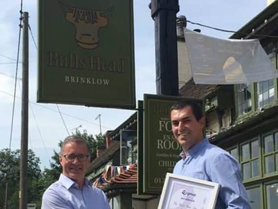 Mark Pawsey MP (left) and Daniel Lengden, landlord of the Bulls Head in Brinklow who benefitted from the Eat Out to Help Out scheme. Photo taken prior to social distancing restrictions.