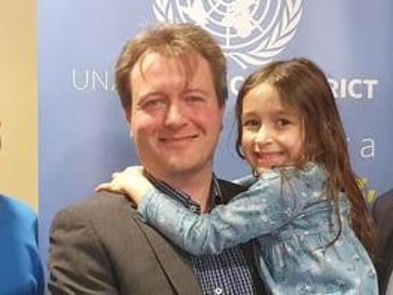 Richard and Gabriella. Nazanin Zaghari-Ratcliffe's husband and daughter. Richard is pictured after speaking about his wife's plight in Leamington earlier this year.