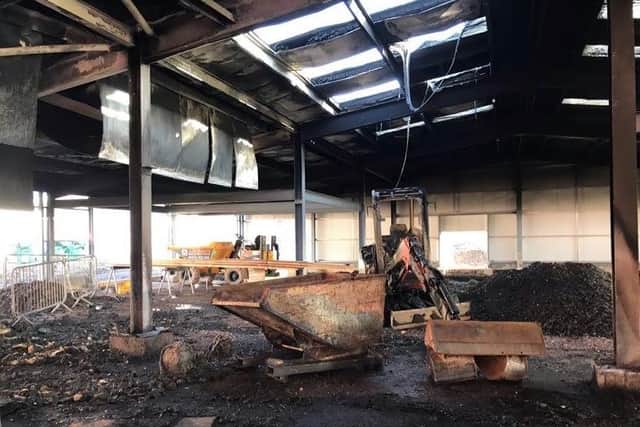 The fire damage inside the HQ site. Photo supplied