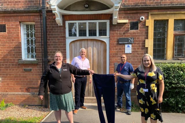 Pictured outside William Wallsgrove House, Laura Albert Martinez (Leadec), Cllr
Jan Matecki, Ayyaz Ahmed (Warwick District Council, Katie Williams (Warwick
District Council). Photo supplied