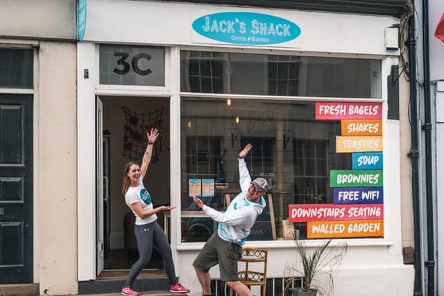 Jack Linstead and Michelle Matthews, owners of Jack's Shack in Jury Street, are celebrating the cafe's one year anniversary. Photo supplied