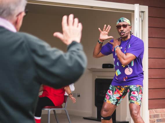 Mr Motivator and his wife, Sandra, hoted a live ‘socially distanced’ workout for residents at Inspired Villages’ Austin Heath retirement village.