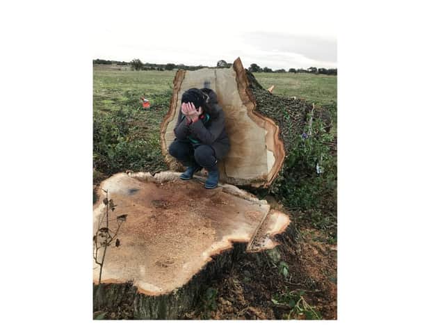 Kerry O'Grady mourning the loss of the 300-year-old tree.