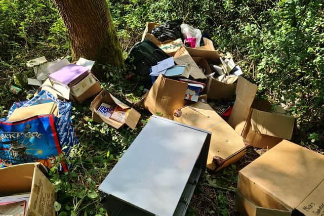 Fly tippers dumped household waste at Ufton Fields and Bascote Heat. Picture courtesy of Southam Police.