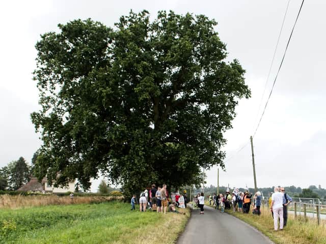 Protesters at the Hunningham Oak in August. Photo by David Hastings of dh Photo.