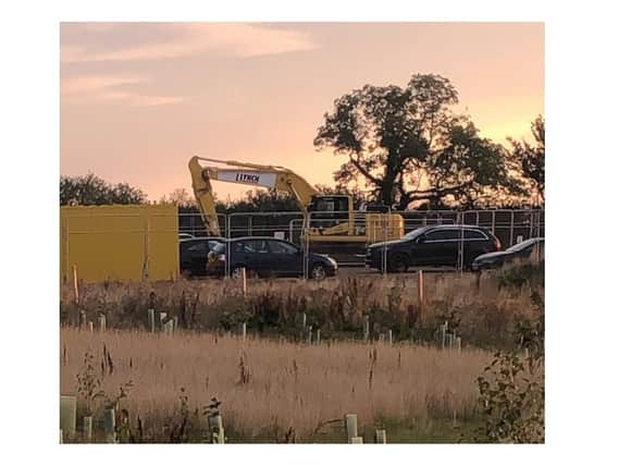 A cherry picker and wood chipper are at the site of the much-loved Cubbington pear tree this morning (Wednesday September 30). Photo from the Crackley Woods HS2 Protection Camp.