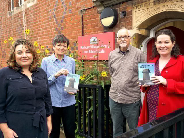Parish Cllr Julie Balch, Sharon Hancock (chair of Harbury Village Library), Richard Fowler (volunteer library lead and Holly Daffurn.