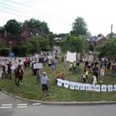 The Shawell residents protest against the proposed waste-sorting facility, 450m from the village.