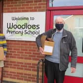 Warwick Rotary Club president David Brain with past president David Smith delivering dictionaries to Woodloes Primary School. Photo submitted