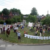 The Shawell residents protest against the proposed waste-sorting facility, 450m from the village.