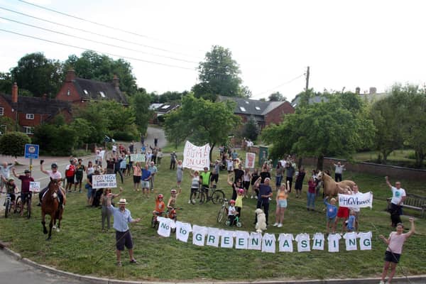 The Shawell residents protest against the proposed waste-sorting facility, 450m from the village.
