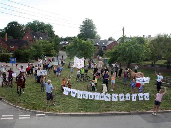 The Shawell residents protest against the proposed waste-sorting facility, 450m from the village.
