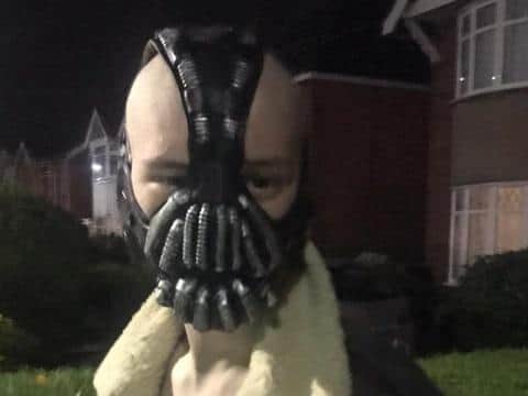 Fred dressed as Bane last Halloween.
