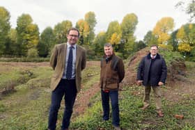 Pictured on the site are, from left to right, James Davies, Mike Vining and Robert Wigley, chairman of The Wigley Group.